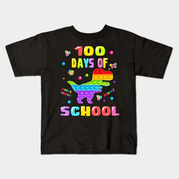 Happy 100 Days Of School And Still Poppin It 100th Day T rex Kids T-Shirt by medrik